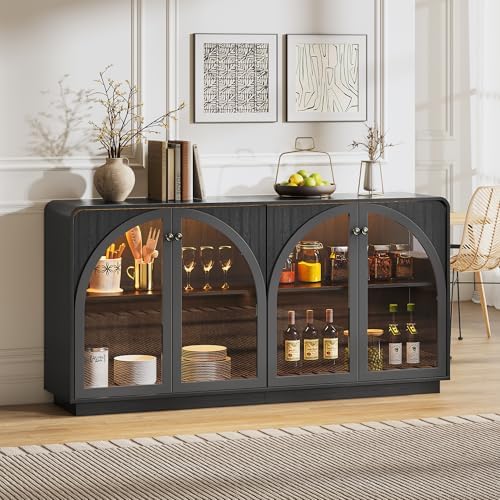 Sideboard Buffet Cabinet with Storage, Modern Coffee Bar Liquor Cabinet w/2 by beronbaer