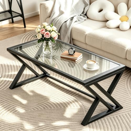 Wolawu Coffee Table Black Glass Coffee Table by Wolawu
