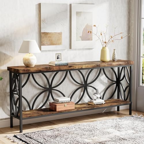 LITTLE TREE Sofa Table, 70.9 Inch Industrial Behind Couch Table - Image 2