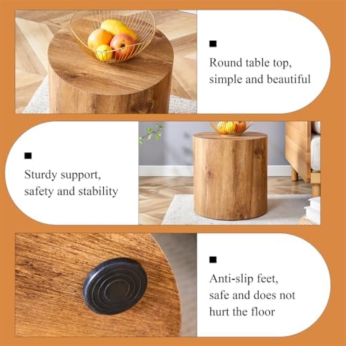 Round Side Table, End Table Living Room Table, Sofa Couch Bedside Table - Image 6