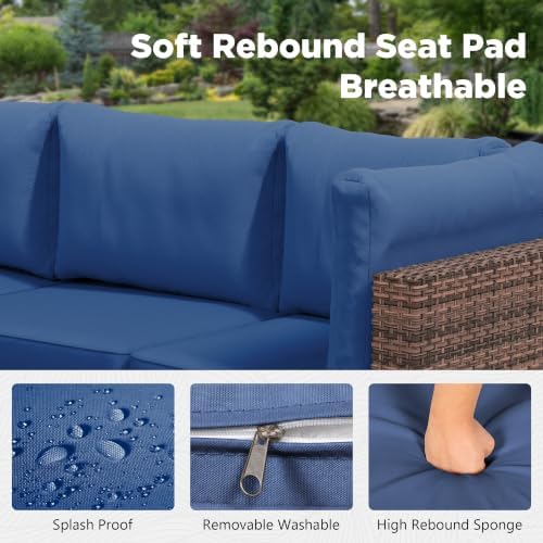 LHBcraft 7 Pieces Outdoor Wicker Rattan Patio Furniture, Outdoor Sectional Set - Image 2