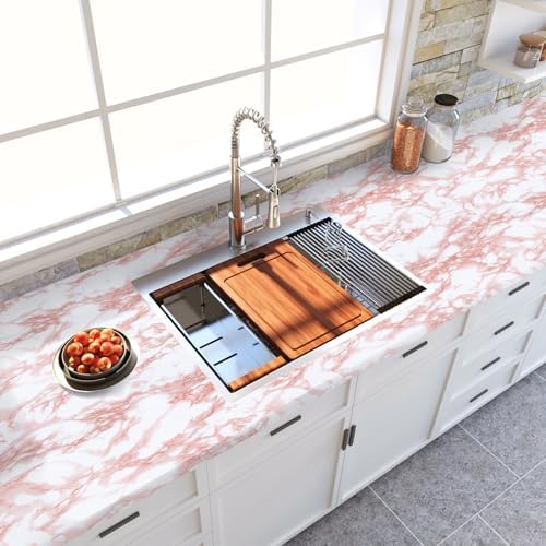 Marble Contact Paper Pink Peel and Stick Wallpaper - Image 5