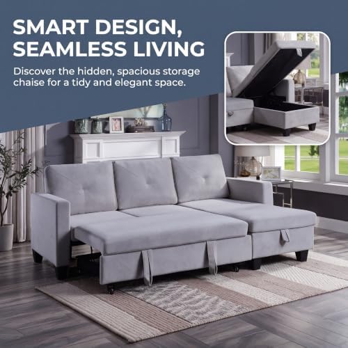 82'' Queen 3-Seat Pull Out Sleeper Sofa Bed - Image 7
