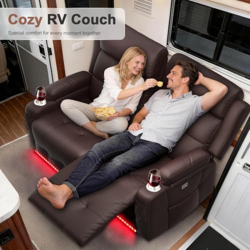Reclining Loveseat Sofa, RV Loveseats Recliner Sofas Wall Hugger, Double - Image 6
