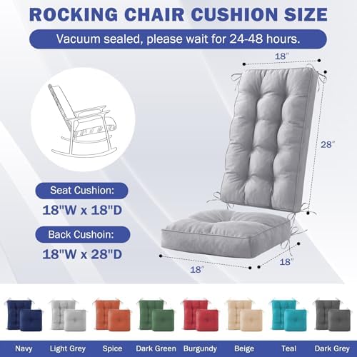 IPYNBAP Rocking Chair Cushion, Waterproof and Fade-Resistant Patio Chair - Image 2