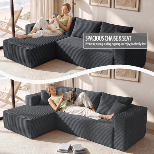 92.5" Boneless Couch, Left Facing Sectional Sofa - Image 6