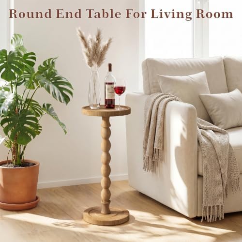 Small Round Side Table, Rubberwood‌ Drink Table - Image 5