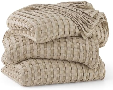 Bedsure Cooling Waffle Blanket for Hot Sleepers, Warm Taupe, Oversized King by BEDSURE
