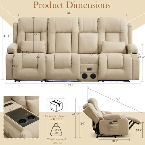 TUNYI Power Loveseat Recliner Sofa - Image 2