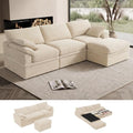 107" Boneless Couch with Storage, 48.6" Extra Deep-High Seat Modular Sectional by LOOFRA