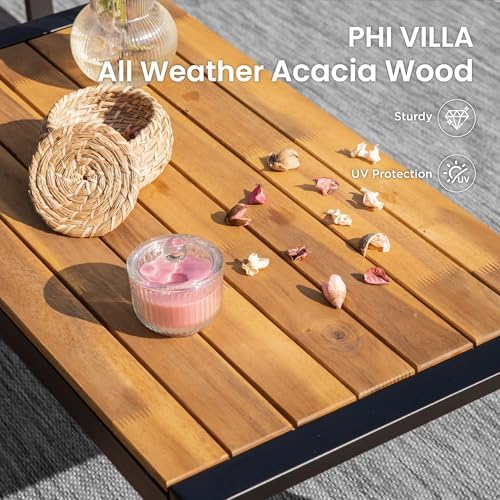 PHI VILLA 4 Piece Brown Wicker Patio Furniture Set - Image 6