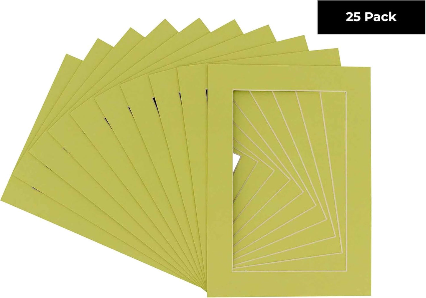 Pack of 25 Acid Free 8x10 Mats Bevel Cut for 5x8 Photos - Pistachio Green Precut Matboards With Backing Boards and Clear Photo Mat Bags For Pictures, Photos, Framing - 4-ply Thickness