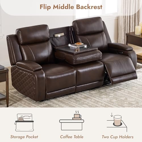 Watson & Whitely Genuine Leather Zero Gravity Power Reclining Sofa - Image 4