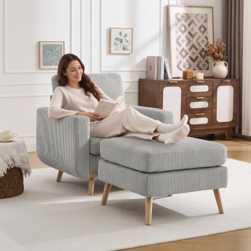 Large Ottoman, 29.5" Corduroy Ottoman - Image 5