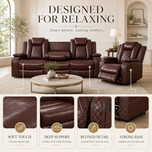 Power Reclining Leather Sofa Set – 2-Piece Home Theater Seating - Image 7