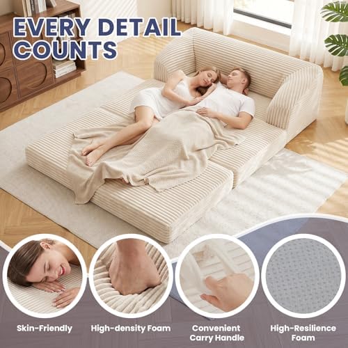 JUIKURY Convertible Sofa Bed, 3-in-1 Foldable Loveseat Couch - Image 4