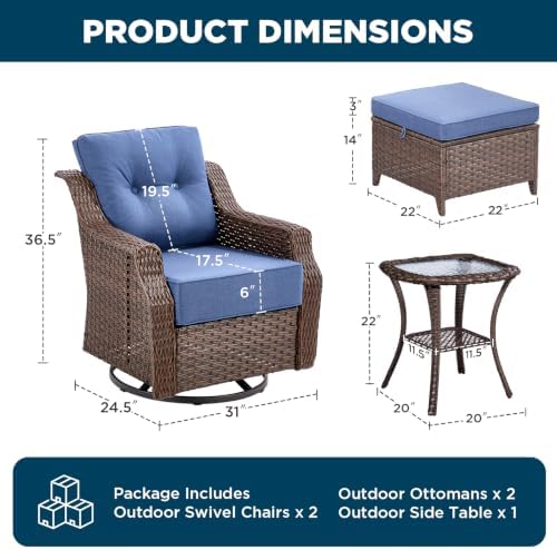 5 Pieces Luxury Patio Furniture Sets - Image 2