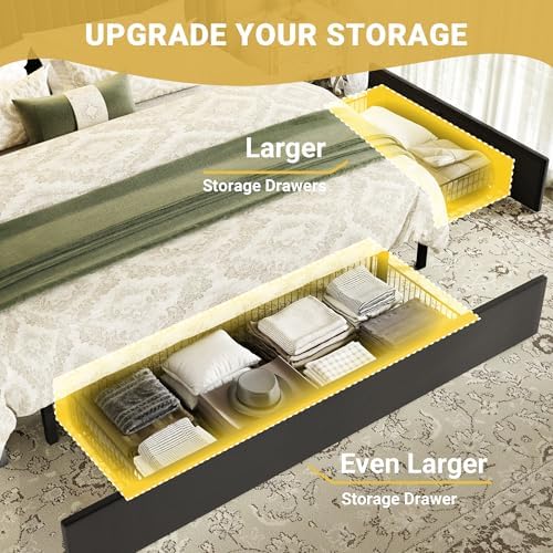 SHA CERLIN King Upholstered Platform Bed Frame - Image 4