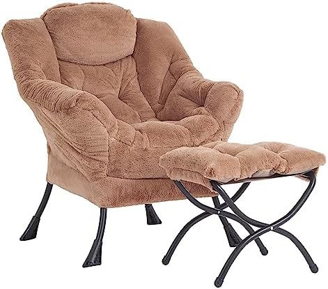 LITA Lazy Chair with Ottoman, Comfy Accent Reading Chair, Plush Brown by LITA