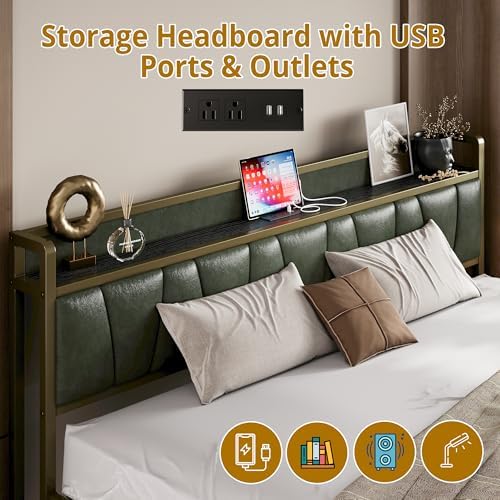 LIKIMIO King Bed Frame with Storage Headboard & Charging Station - Image 3