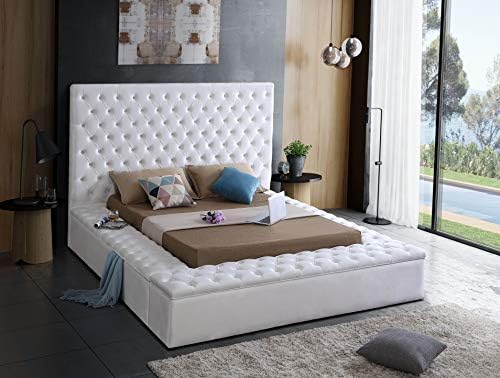 Meridian Furniture Bliss Collection Modern | Contemporary Velvet Upholstered Bed - Image 2