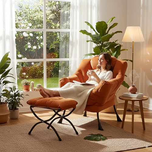 LITA Lazy Chair with Ottoman, Comfy Accent Reading Chair - Image 2