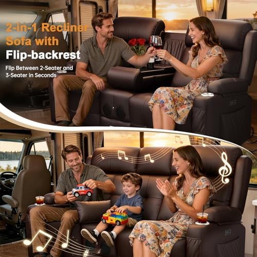 Home Theater Seating, Power Loveseat Recliner Sofa - Image 4