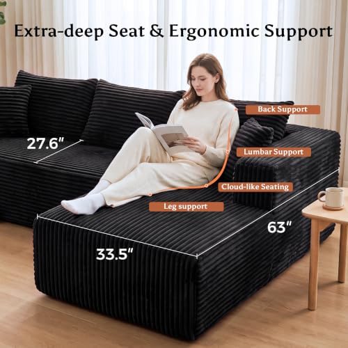 118" U Shaped Boneless Couches for Living Room, Modular Sectional Sofa - Image 6