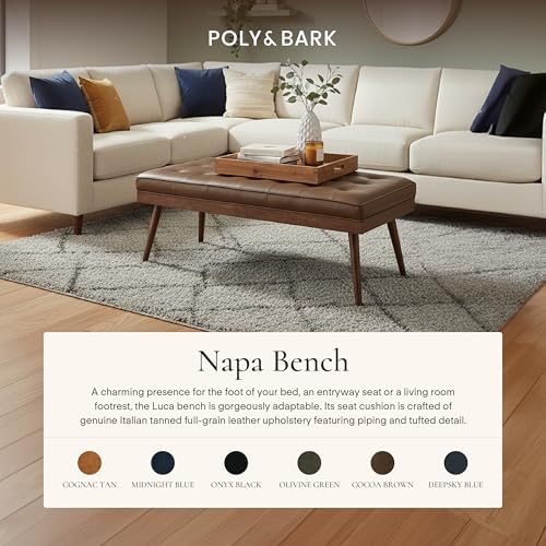 Poly & BARK 55" Tufted Leather Bed Bench - Image 3