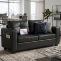 TYBOATLE 65'' Black Faux Leather Loveseat by TYBOATLE