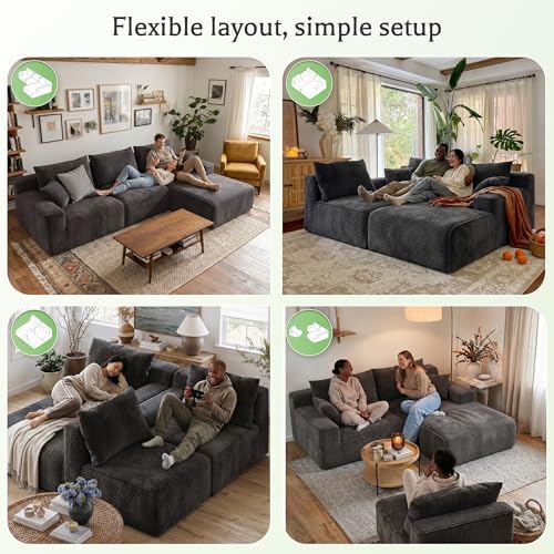 Homkdom Modular Sectional Sofa for Apartment, Right Facing Chaise - Image 6