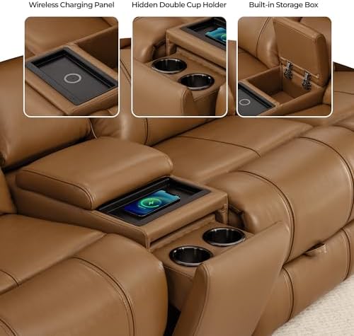 CHITA Leather Power Recliner Sofa Wall Hugger, 3-Seat - Image 5