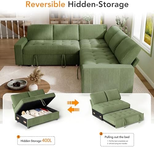 Vipbear Pull Out Sofa Bed Sectional Sleeper Sofa - Image 5