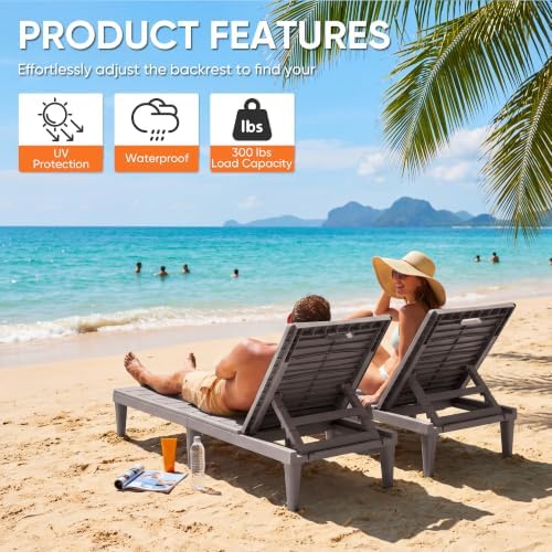 Homall Patio Chaise Lounge Chairs Set of 2, Outdoor Lightweight Lounge Chairs - Image 6