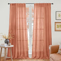 Burnt Orange Linen Semi Sheer Curtains 84 Inches Long by YoungsTex