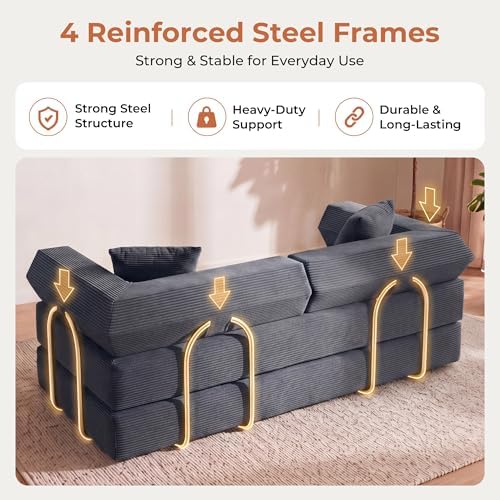 79" Convertible Futon Sofa Bed, Boneless Couch - Image 6