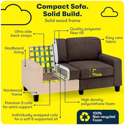 Serta Palisades 61" Track Arm Sofa, Easy Care Polyester, Soft Pillow Back - Image 5