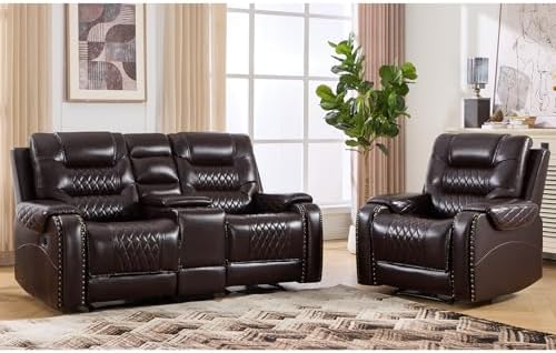 EBELLO 2-Piece Manual Recliner Sofa Set, Faux Leather Adjustable Single - Image 7