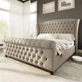 AMERLIFE King Size Upholstered Sleigh Platform Bed Frame by AMERLIFE