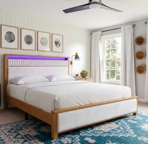 Homkdom King Solid Wood Bed Frame - Image 3