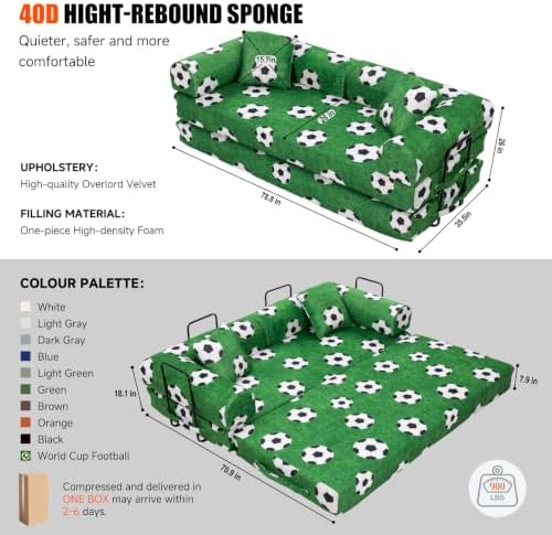 79" World Cup Soccer Sofa Bed, Foldable Sleeper Futon Floor Sofa - Image 2