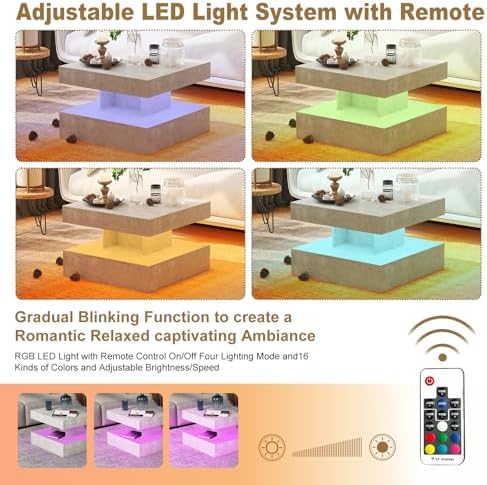HedoAjim Small Grey Led Coffee Table - Image 4