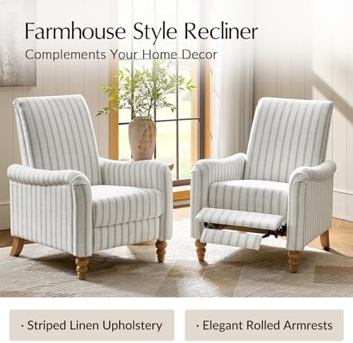 HULALA HOME Farmhouse Fabric Recliner Chairs Set of 2 - Image 3