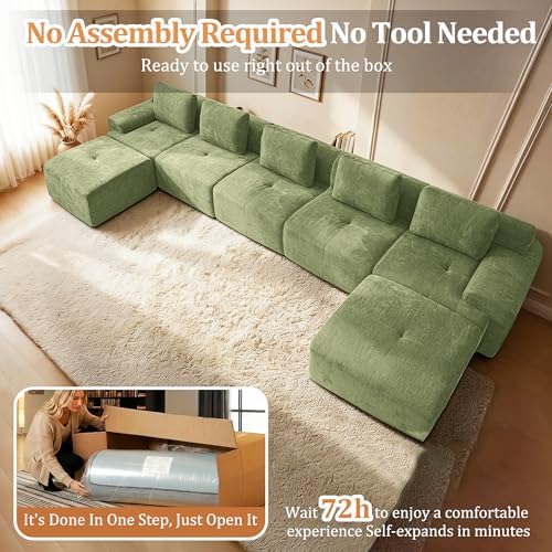 196" U Shaped Oversized Boneless Couch, Comfort Cloud Sectional Couches - Image 5