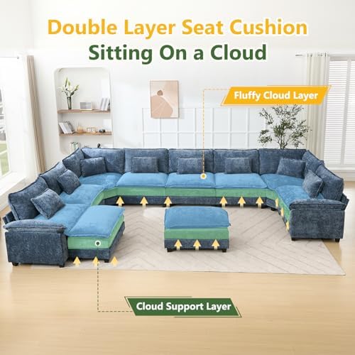 Oversized Modular Sectional Sofa Set, Convertible Deep Seat Cloud Couch - Image 3