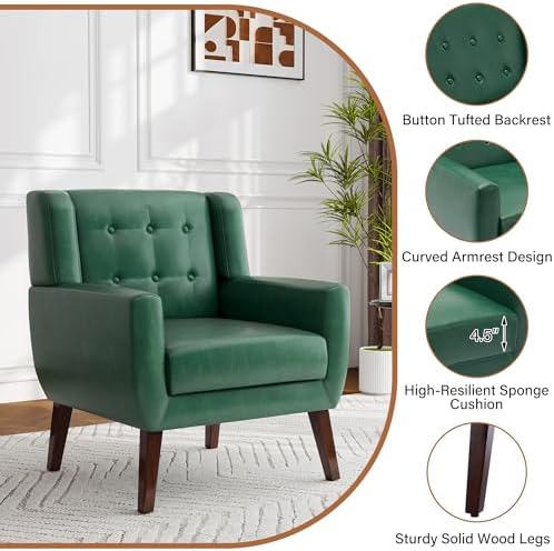 Accent Chair, Upholstered Armchair in PU Leather - Image 6