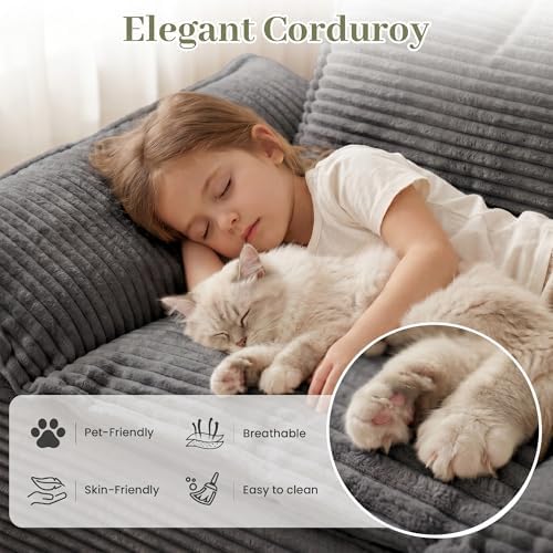JUIKURY 55" Convertible Corduroy Sofa Bed, Boneless Foldable Loveseat Sleeper - Image 3