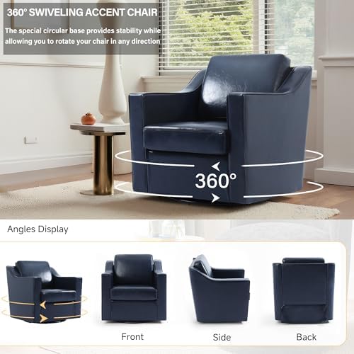 Faux Leather Swivel Accent Chairs Set of 2, Living Room Chair - Image 5