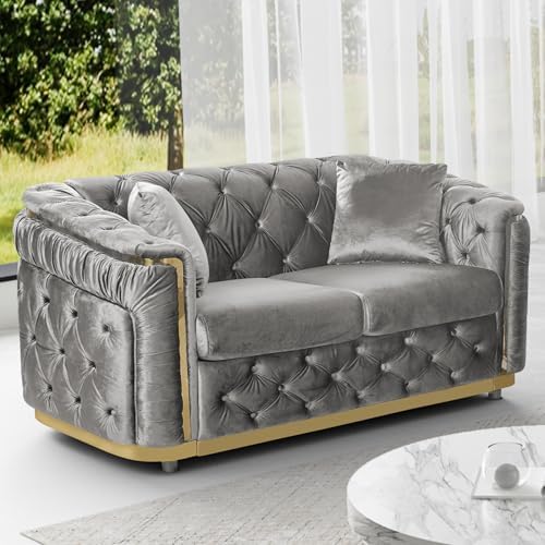 62.5" Velvet Chesterfield Sofa by DAMAIFROMFURNITURE