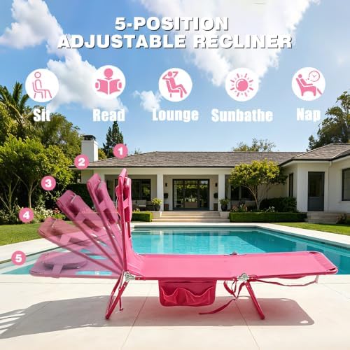 SUNNYFEEL Lay Flat Tanning Chair, Face Down Lounger, 5-Position Reclining - Image 4